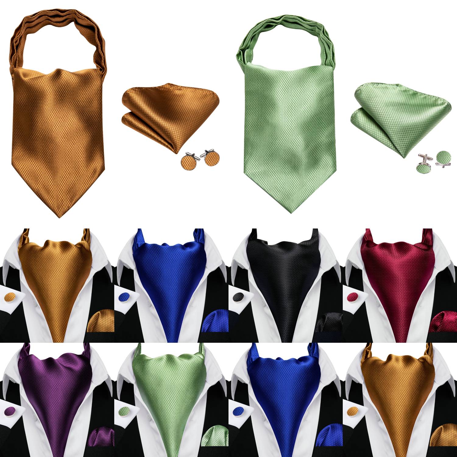 Pocket Square Set - Barry.Wang Men's Ascot Pocket Square Cufflinks