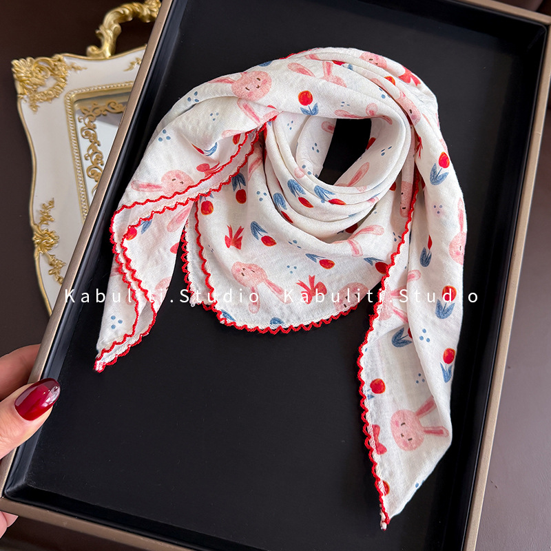 Cotton Linen Square Scarf  58  - Ascot Neck Scarf 评论和价格