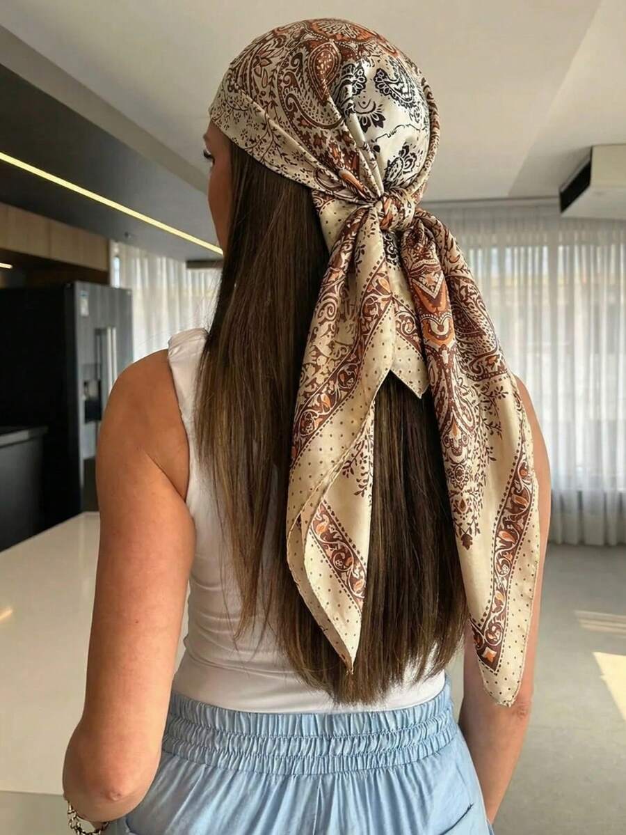 Women's oversized floral print - Scarf Silk Square 评论和价格