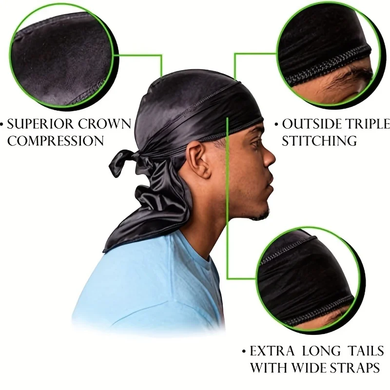 Men's Silk Durag Bonnet Bandan - Bandana Doo Rag 评论和价格