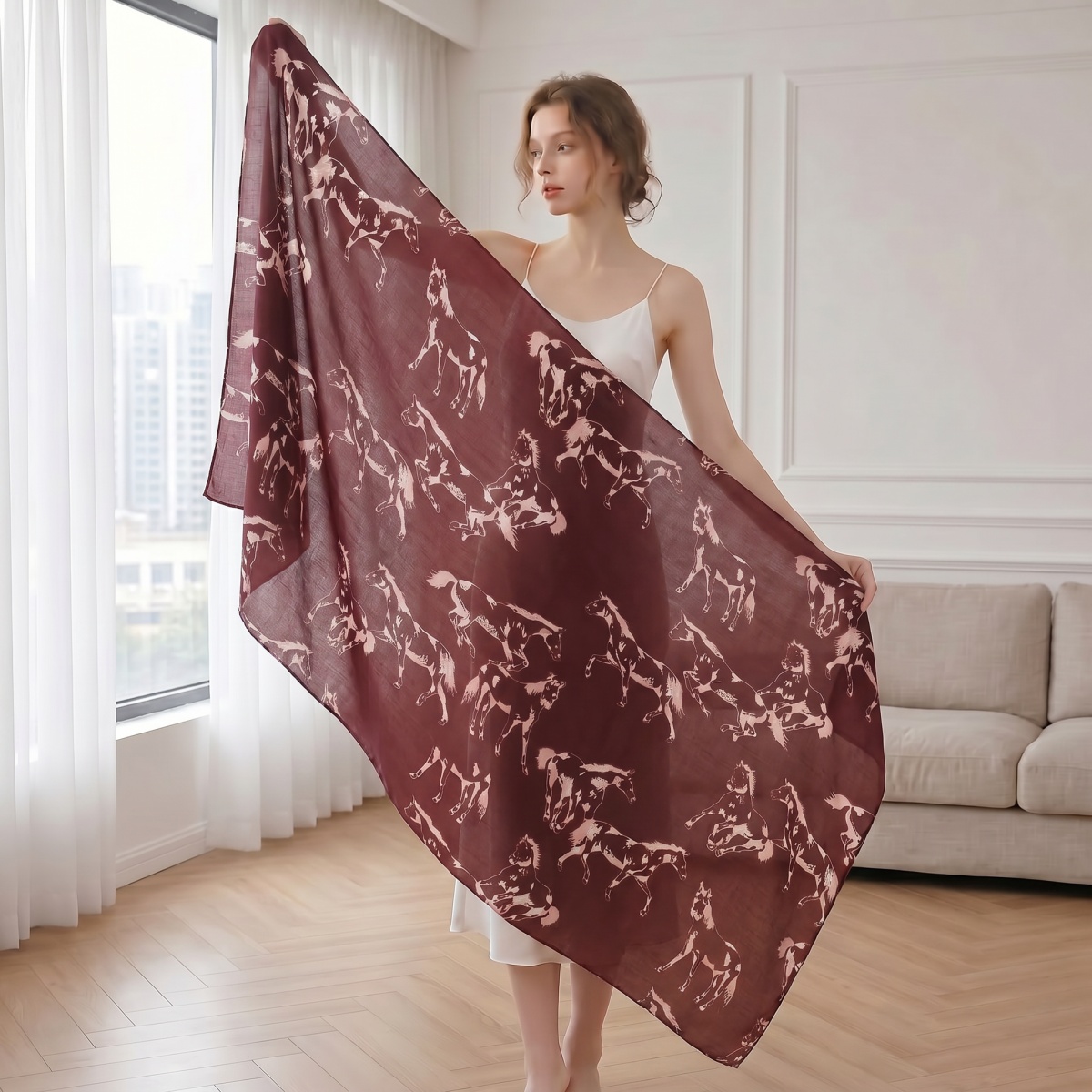 Scarf Female Cotton Muslim Wra - Pashmina Wrap Large 评论和价格