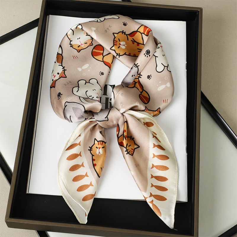 Luxury Silk Shawl Fat Cat Squa - Face Scarf Mask 评论和价格